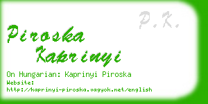 piroska kaprinyi business card